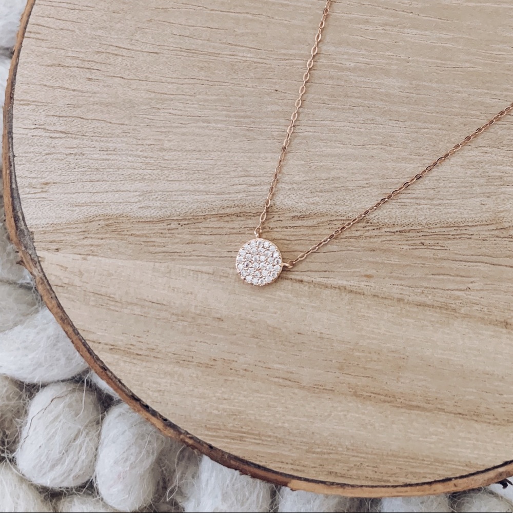 Nadri Geo CZ Circle Pendant Necklace in Rose Gold